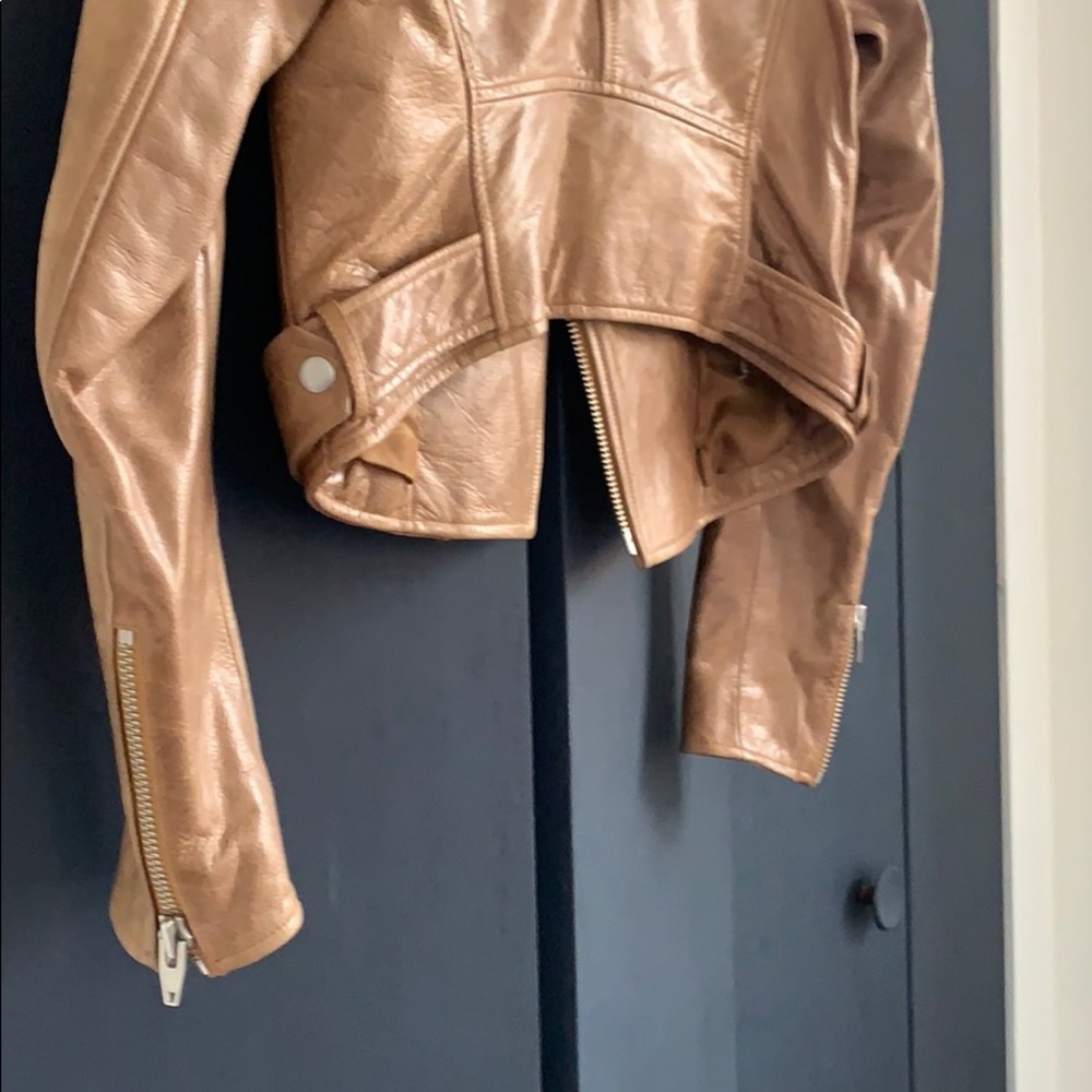 T Alexander Wang Distressed Crop Motto Leather Jacket - Picture 7 of 16